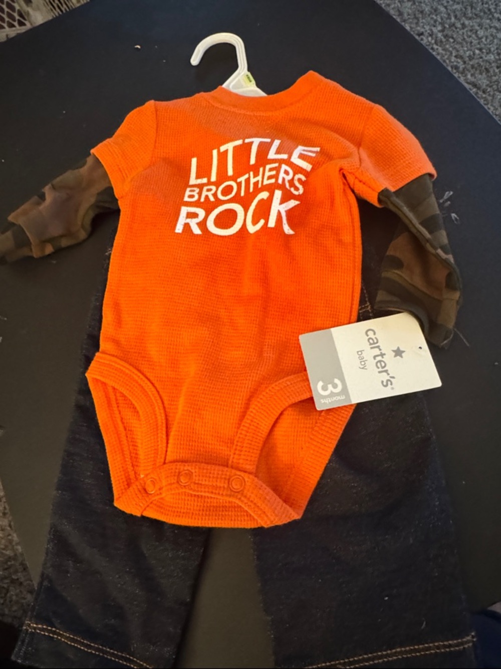 Carter's Orange 'Little Brothers Rock' Waffle-Knit One-Piece Bodysuit